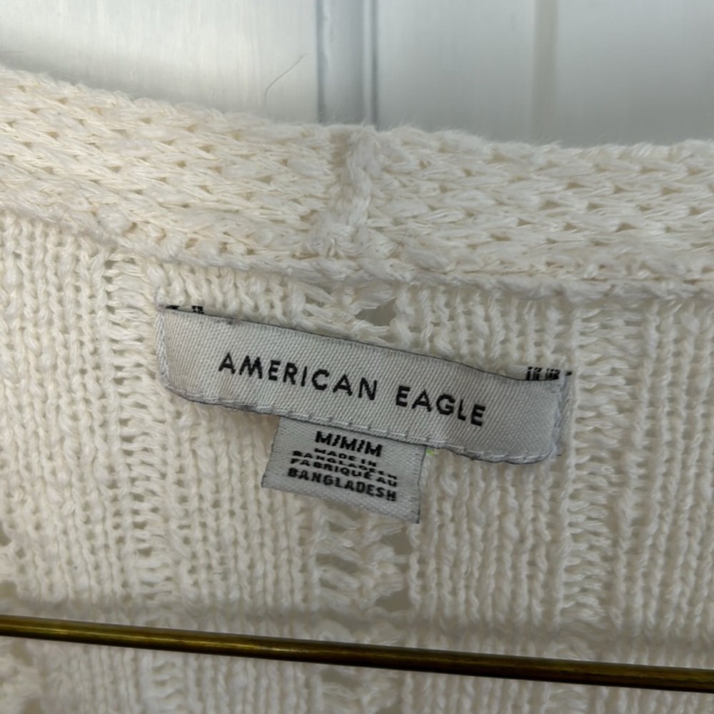 American Eagle Extra Long Knit Cardigan Cream - Picture 2 of 6